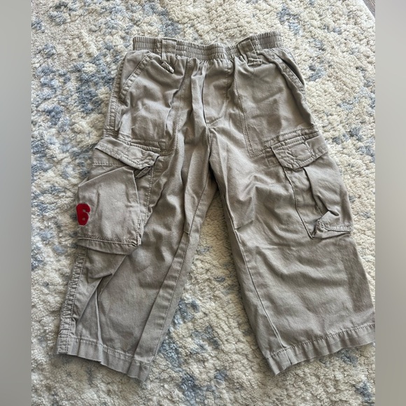 IKKS Khaki Cargo Pants Boys Embroidered Utility Pockets Size 18M - Picture 2 of 7